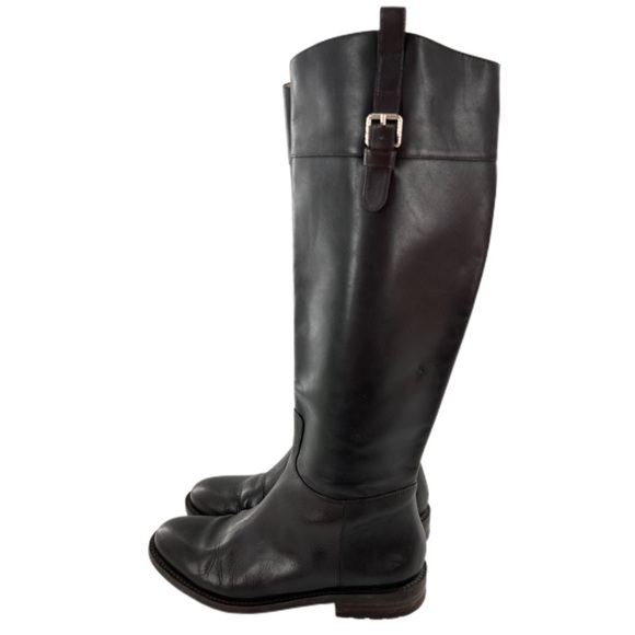 Banana Republic womens boots size 7 chocolate brown leather riding knee high - Picture 4 of 16